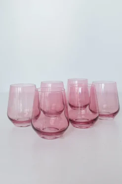 Rose Stemless Wine Glasses ( x 6)><noscript><img width=