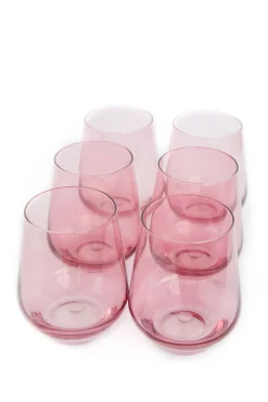 Rose Stemless Wine Glasses ( x 6)><noscript><img width=