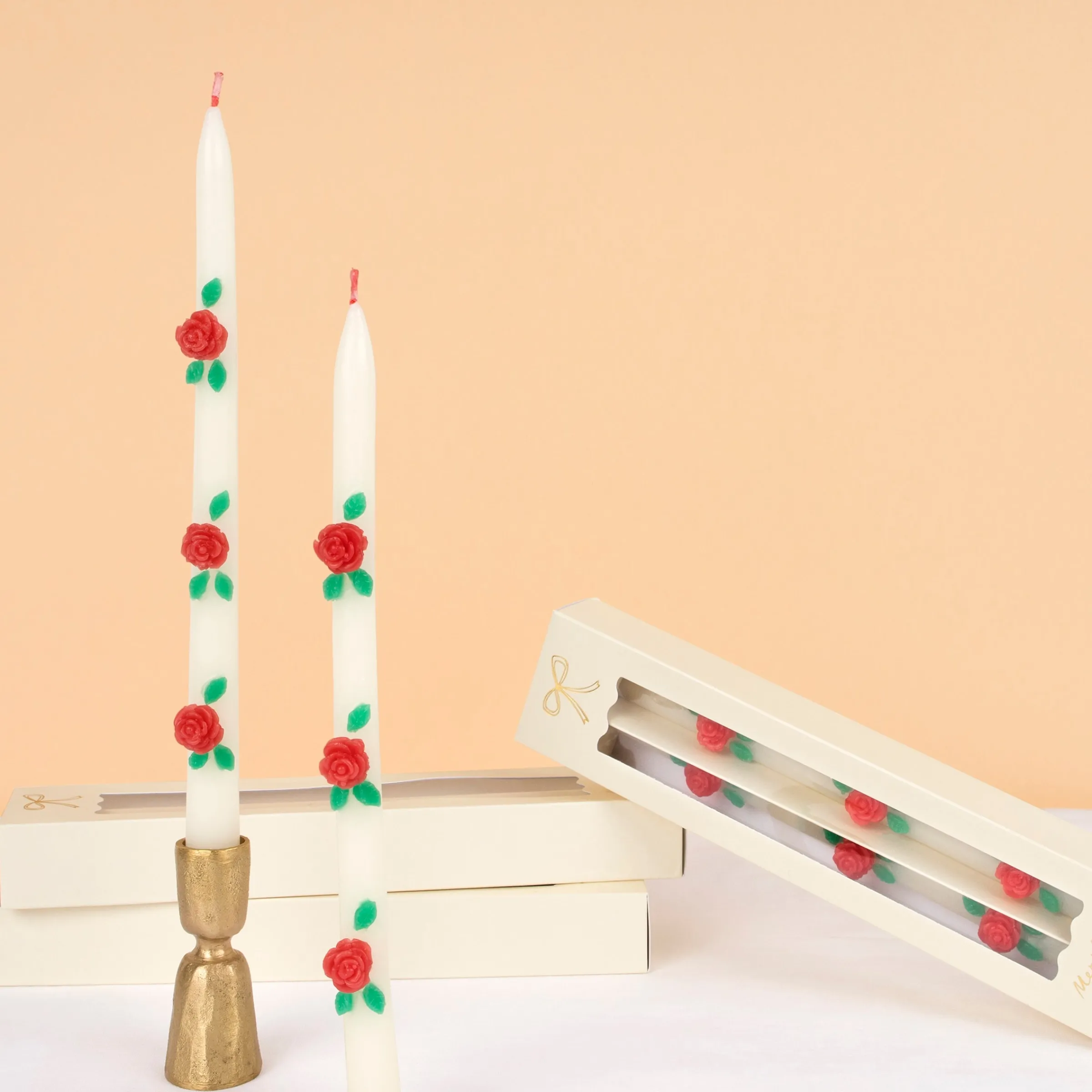 Rose Taper Candles (x 2)>Meri Meri Clearance