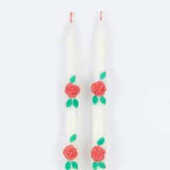 Rose Taper Candles (x 2)><noscript><img width=