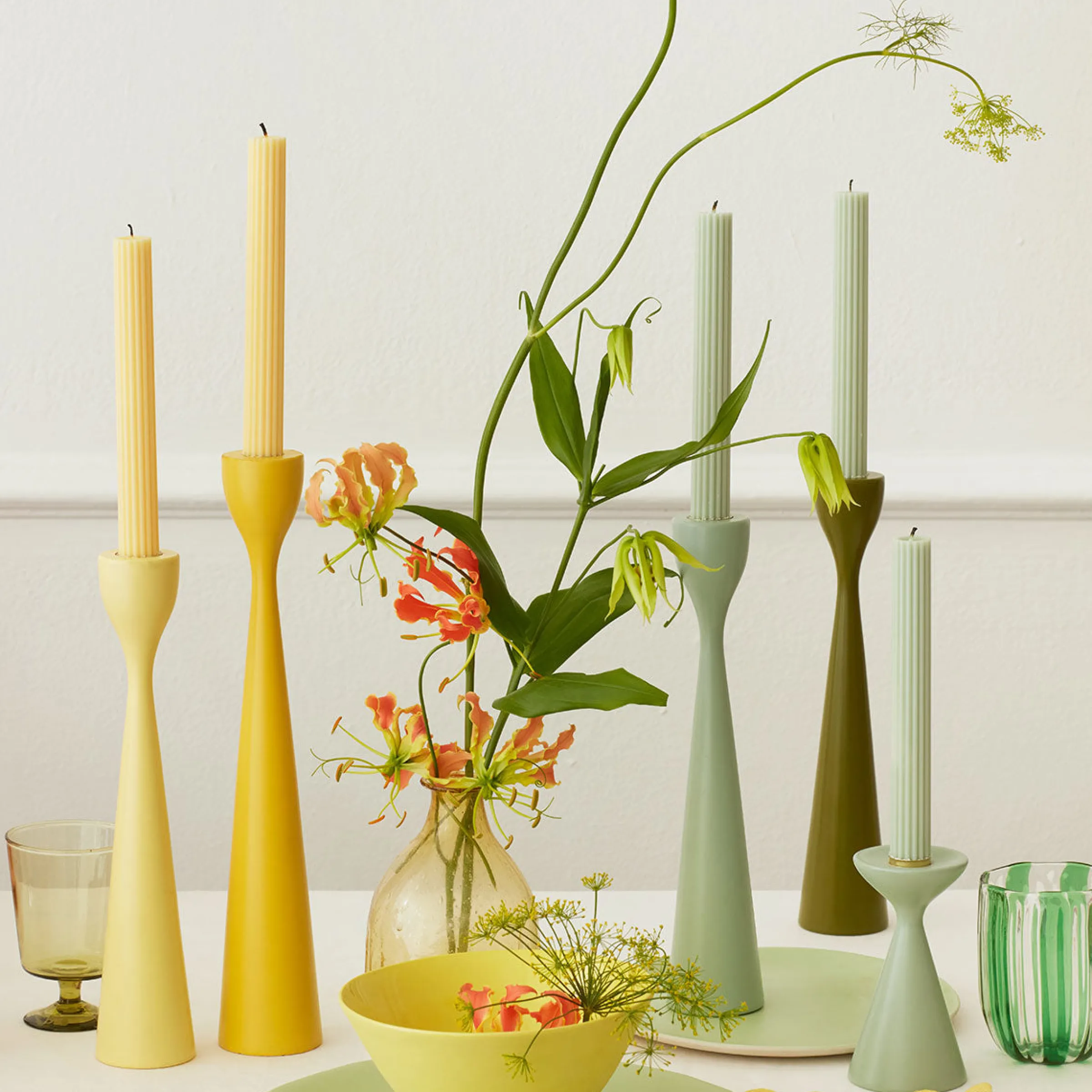 Sea Foam Green Table Candles (x 2)>Meri Meri New