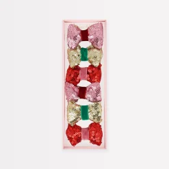 Sequin & Velvet Mini Bow Hairclips (x 6)>Meri Meri Outlet