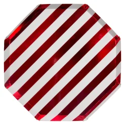 Shiny Red Stripe Dinner Plates (x 8)>Meri Meri New