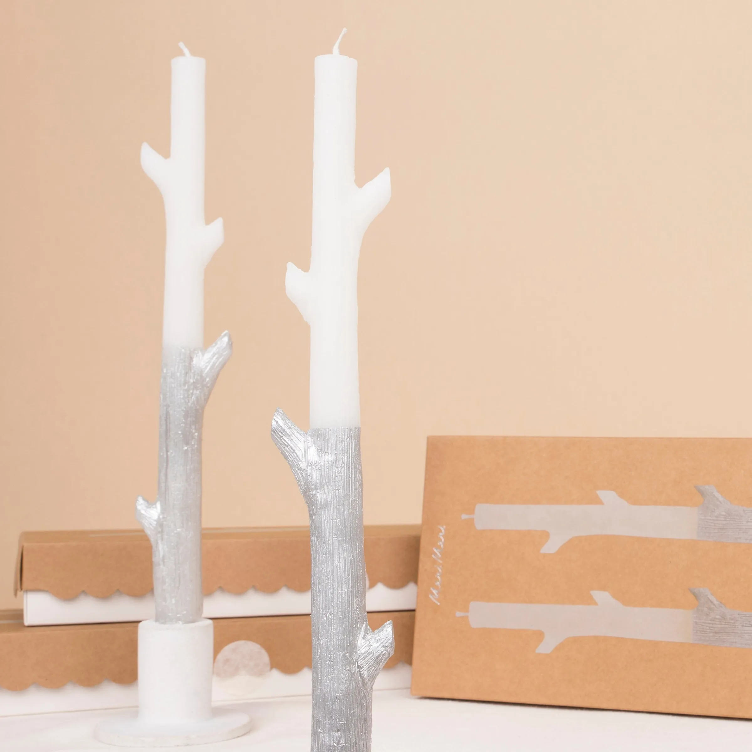 Silver Dipped Stick Candles (x 2)>Meri Meri Outlet