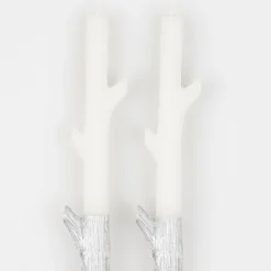 Silver Dipped Stick Candles (x 2)><noscript><img width=