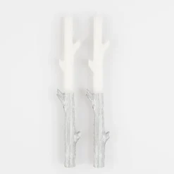 Silver Dipped Stick Candles (x 2)><noscript><img width=