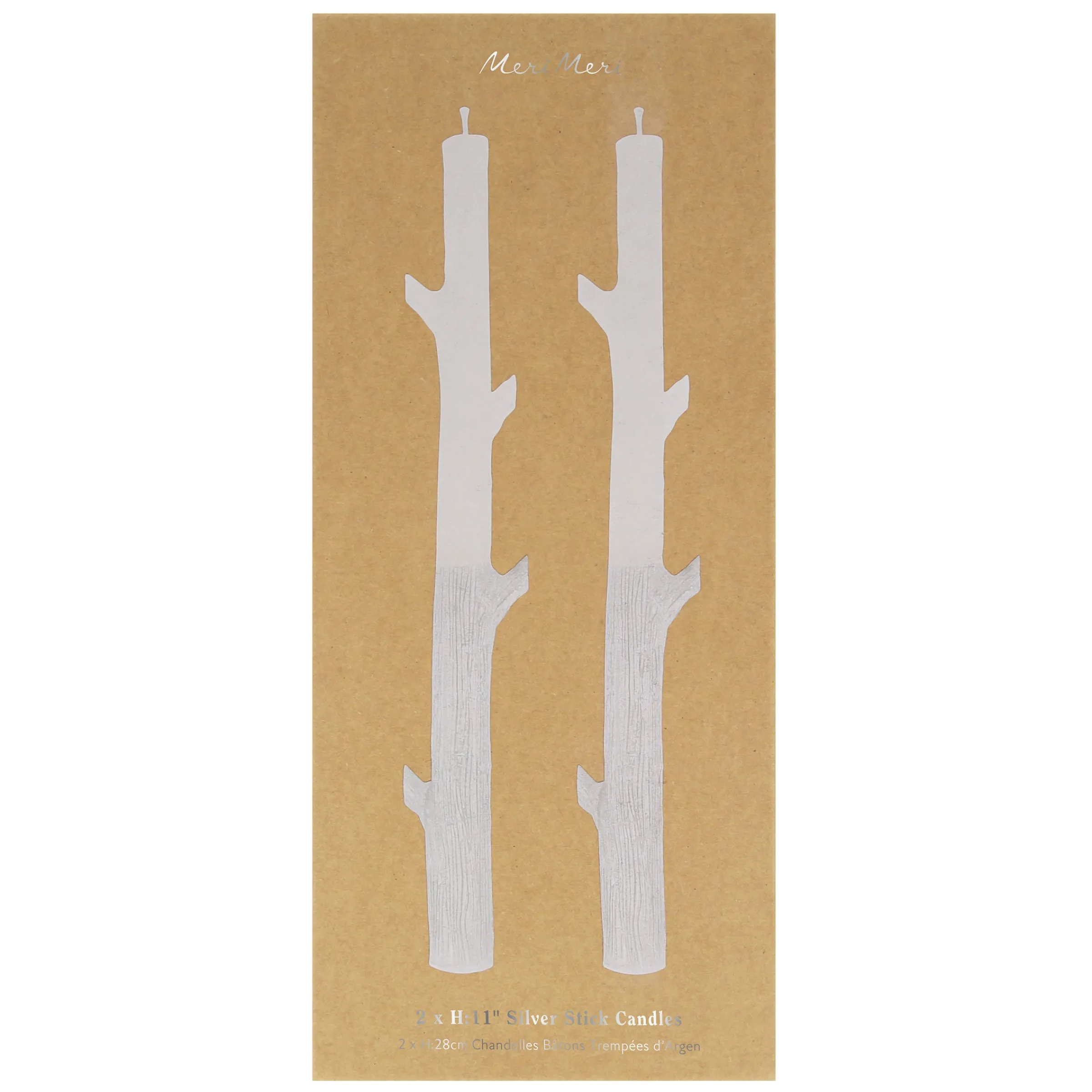 Silver Dipped Stick Candles (x 2)>Meri Meri Outlet