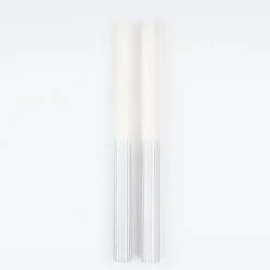 Silver Dipped Table Candles (x 2)>Meri Meri Hot