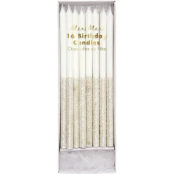 Silver Glitter Dipped Candles (x 16)>Meri Meri Online