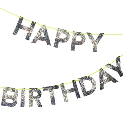 Silver Happy Birthday Garland>Meri Meri Sale