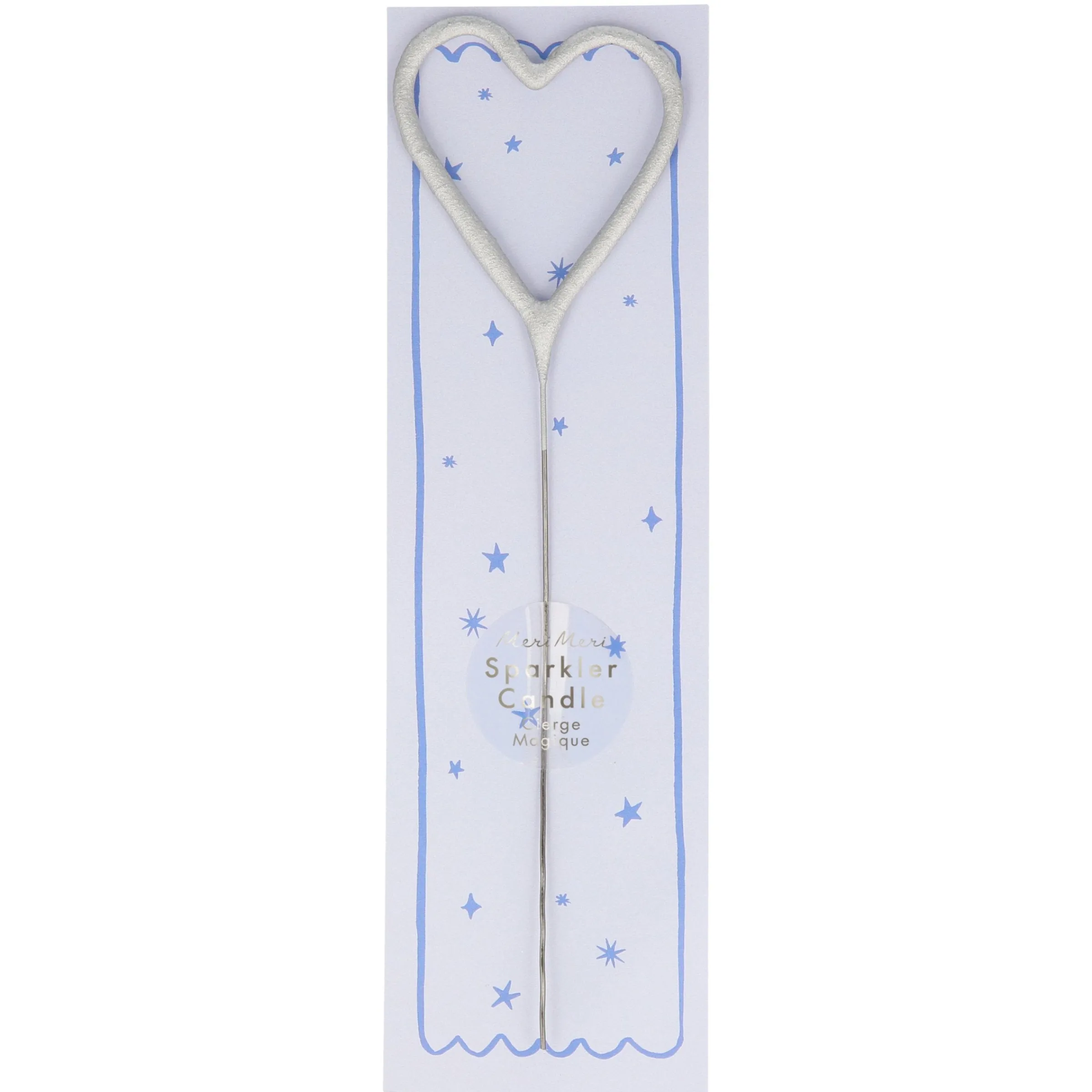 Silver Sparkler Heart Candle>Meri Meri Clearance