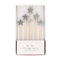 Silver Star Candles (x 6)>Meri Meri Clearance