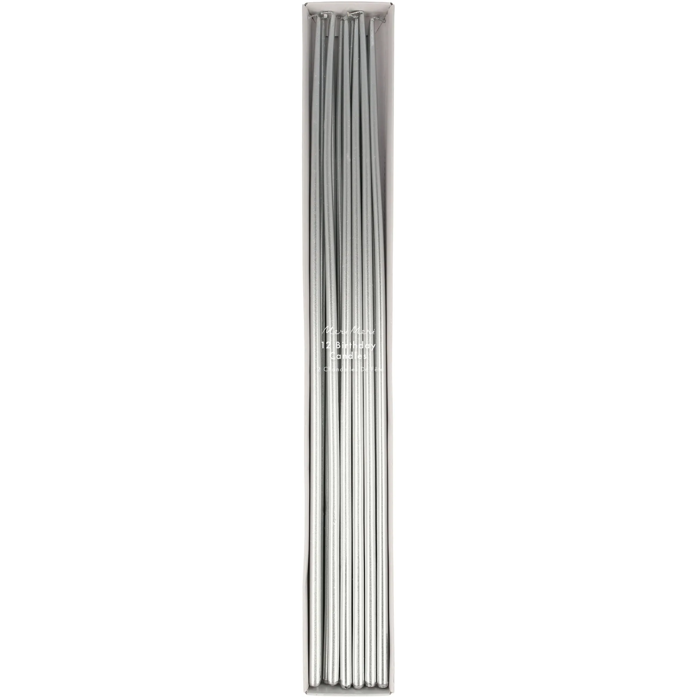 Silver Tall Tapered Candles (x 12)>Meri Meri Clearance