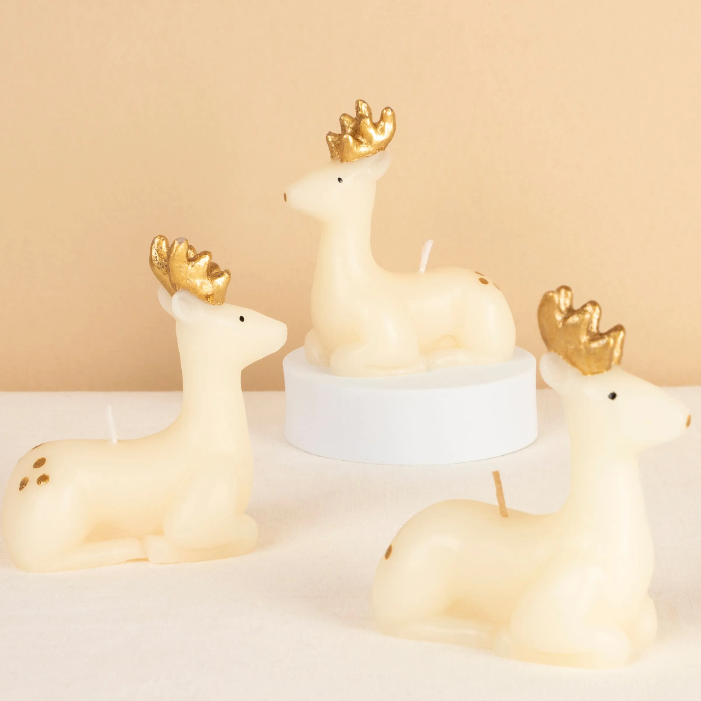 Small Ivory Reindeer Candles (x 3)>Meri Meri Clearance