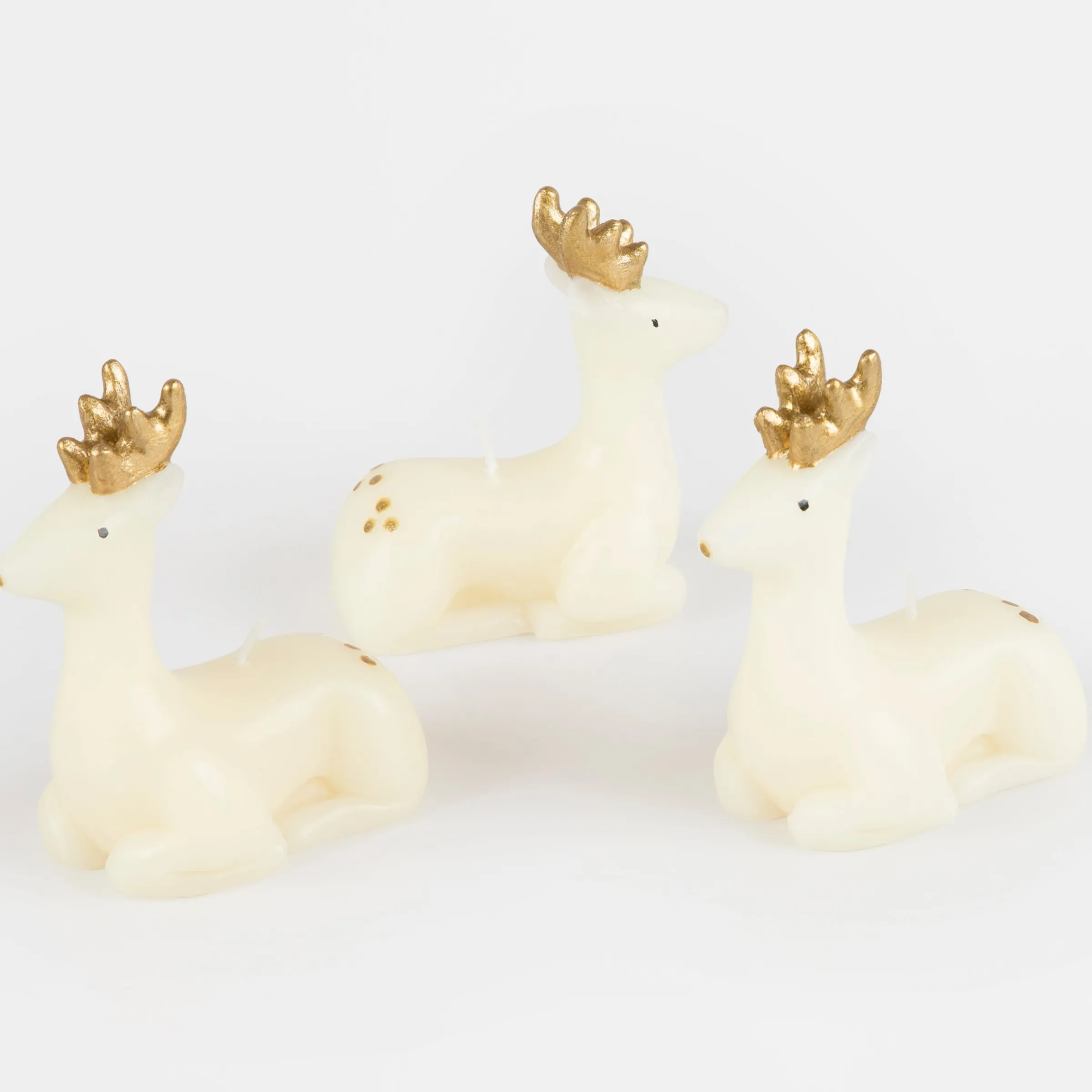 Small Ivory Reindeer Candles (x 3)>Meri Meri Clearance