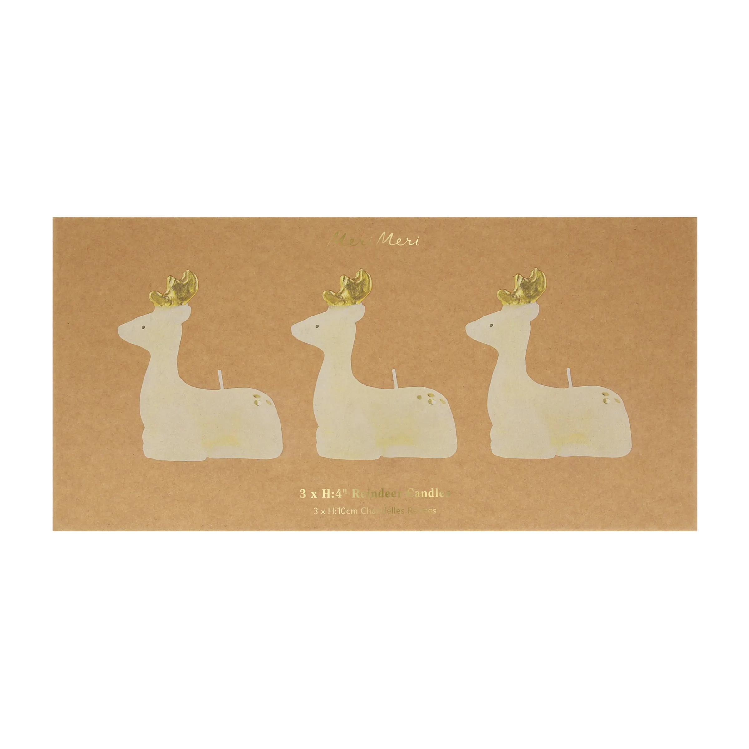 Small Ivory Reindeer Candles (x 3)>Meri Meri Clearance