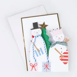 Snowman Family Concertina Christmas Card><noscript><img width=