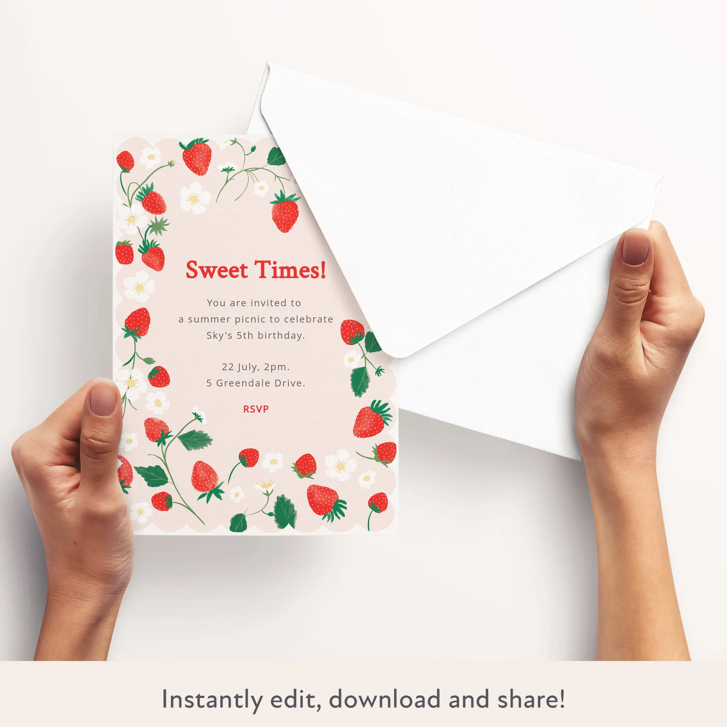 Strawberries Download & Print Invitation>Meri Meri Hot