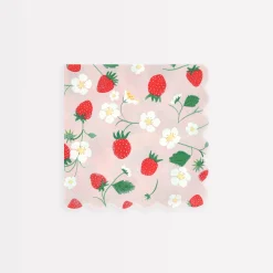 Strawberry Pattern Small Napkins (x 16)>Meri Meri Fashion
