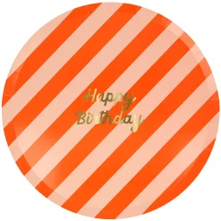 Stripe Happy Birthday Dinner Plates (x 8)><noscript><img width=