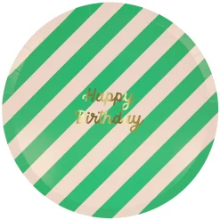 Stripe Happy Birthday Dinner Plates (x 8)><noscript><img width=