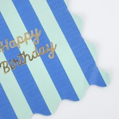 Stripe Happy Birthday Large Napkins (x 16)>Meri Meri Clearance