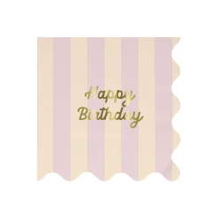 Stripe Happy Birthday Large Napkins (x 16)><noscript><img width=