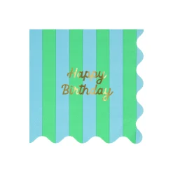 Stripe Happy Birthday Large Napkins (x 16)><noscript><img width=
