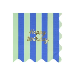 Stripe Happy Birthday Large Napkins (x 16)><noscript><img width=
