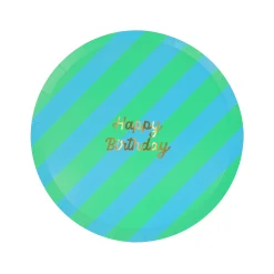 Stripe Happy Birthday Side Plates (x 8)><noscript><img width=