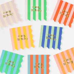 Stripe Happy Birthday Small Napkins (x 16)>Meri Meri Discount