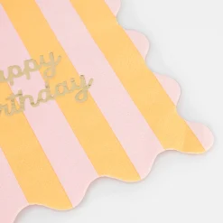 Stripe Happy Birthday Small Napkins (x 16)>Meri Meri Discount