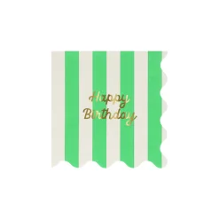 Stripe Happy Birthday Small Napkins (x 16)><noscript><img width=