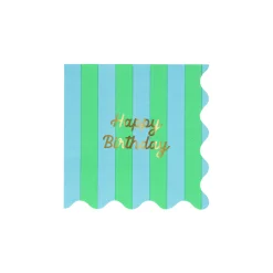 Stripe Happy Birthday Small Napkins (x 16)><noscript><img width=