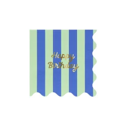 Stripe Happy Birthday Small Napkins (x 16)><noscript><img width=