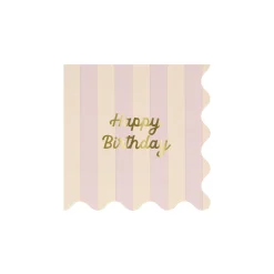 Stripe Happy Birthday Small Napkins (x 16)><noscript><img width=