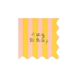 Stripe Happy Birthday Small Napkins (x 16)><noscript><img width=
