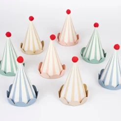 Stripe Pastel Party Hats (x 8)>Meri Meri Discount
