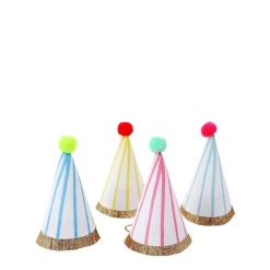 Stripe Pompom Mini Party Hats (x 8)>Meri Meri Discount