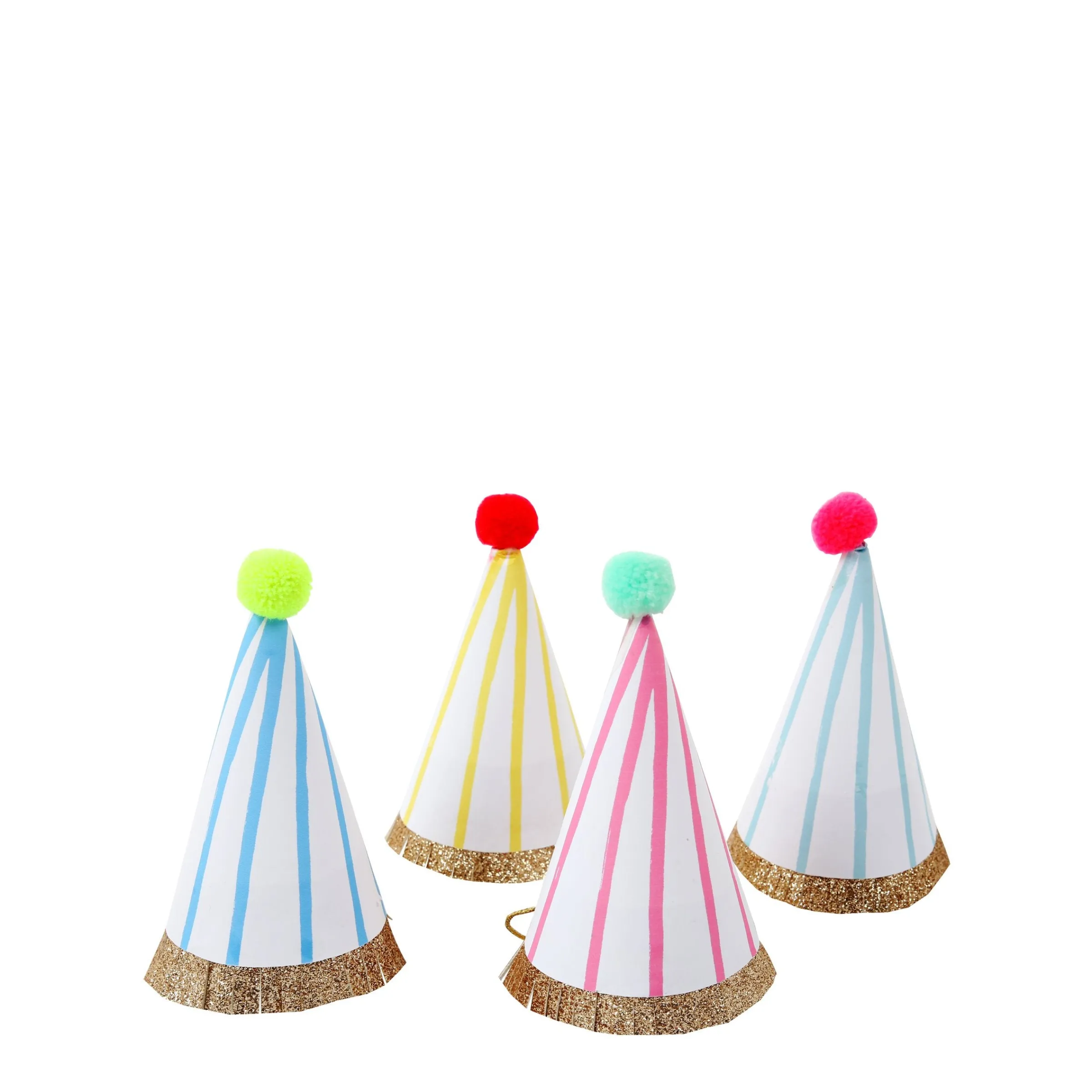Stripe Pompom Mini Party Hats (x 8)>Meri Meri Discount
