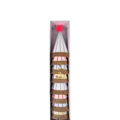 Stripe Pompom Mini Party Hats (x 8)><noscript><img width=