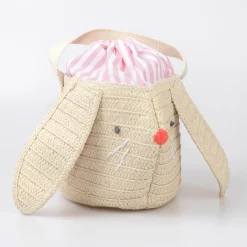 Stripy Ear Bunny Basket Bag>Meri Meri Clearance