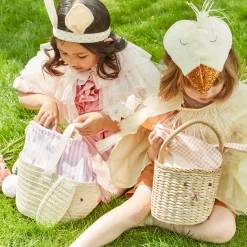 Stripy Ear Bunny Basket Bag>Meri Meri Clearance
