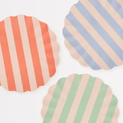 Stripy Reusable Bamboo Large Plates (x 6)>Meri Meri Hot