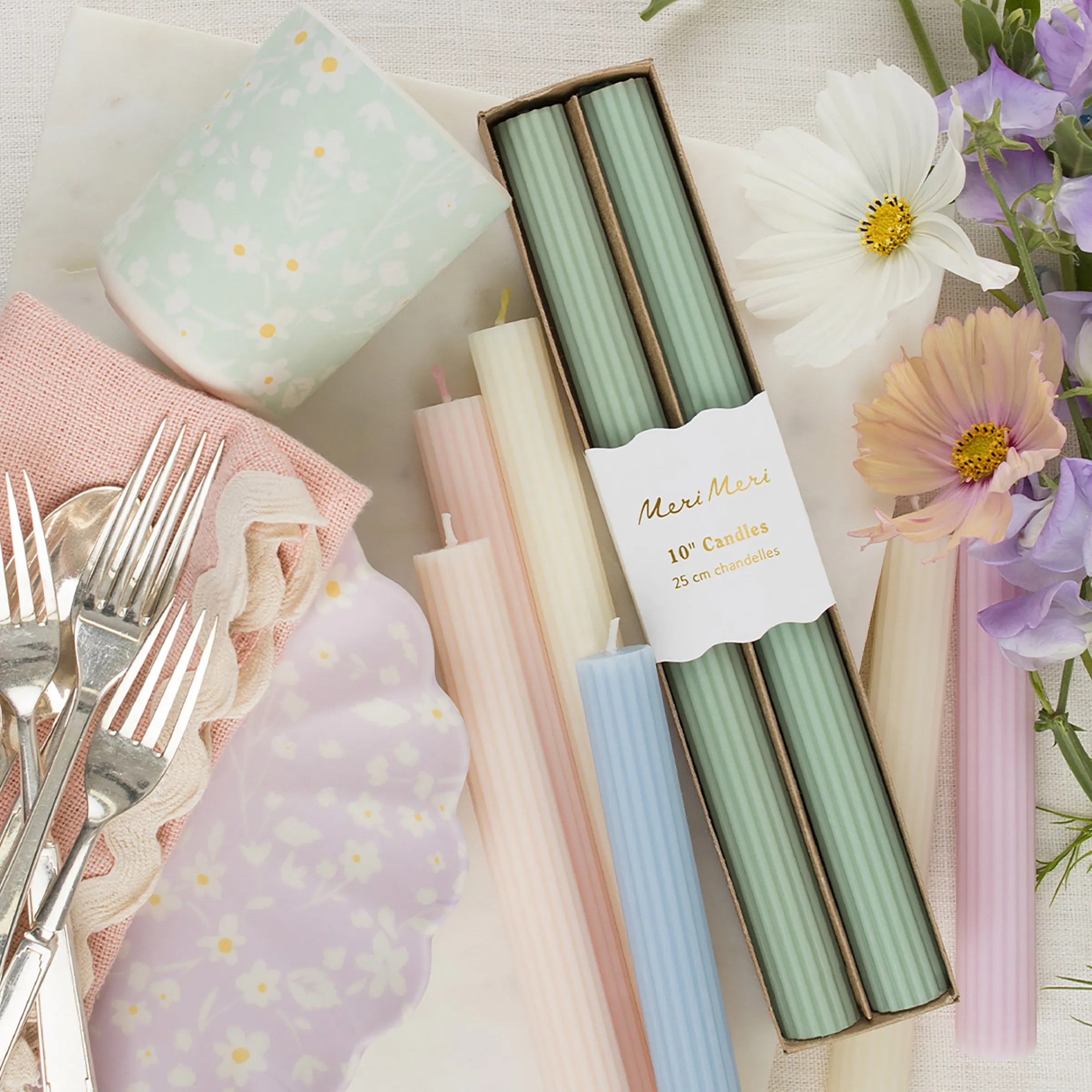 Summer Sky Blue Table Candles (x 2)>Meri Meri Online