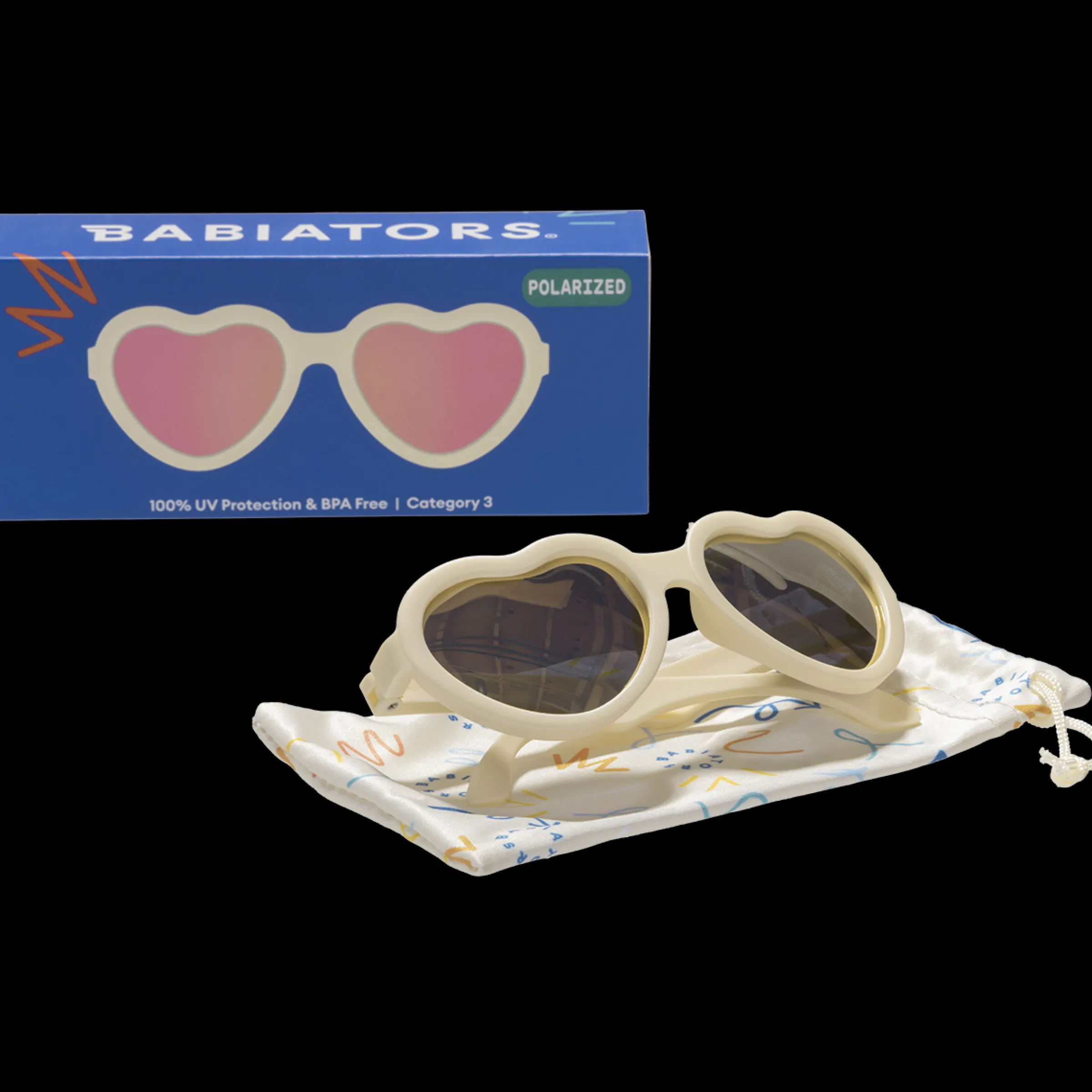Sweet Cream Heart Mirrored Lense Sunglasses>Meri Meri Outlet