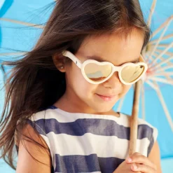 Sweet Cream Heart Mirrored Lense Sunglasses><noscript><img width=