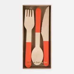 Tomato Red Wooden Cutlery Set (x 24)>Meri Meri Clearance