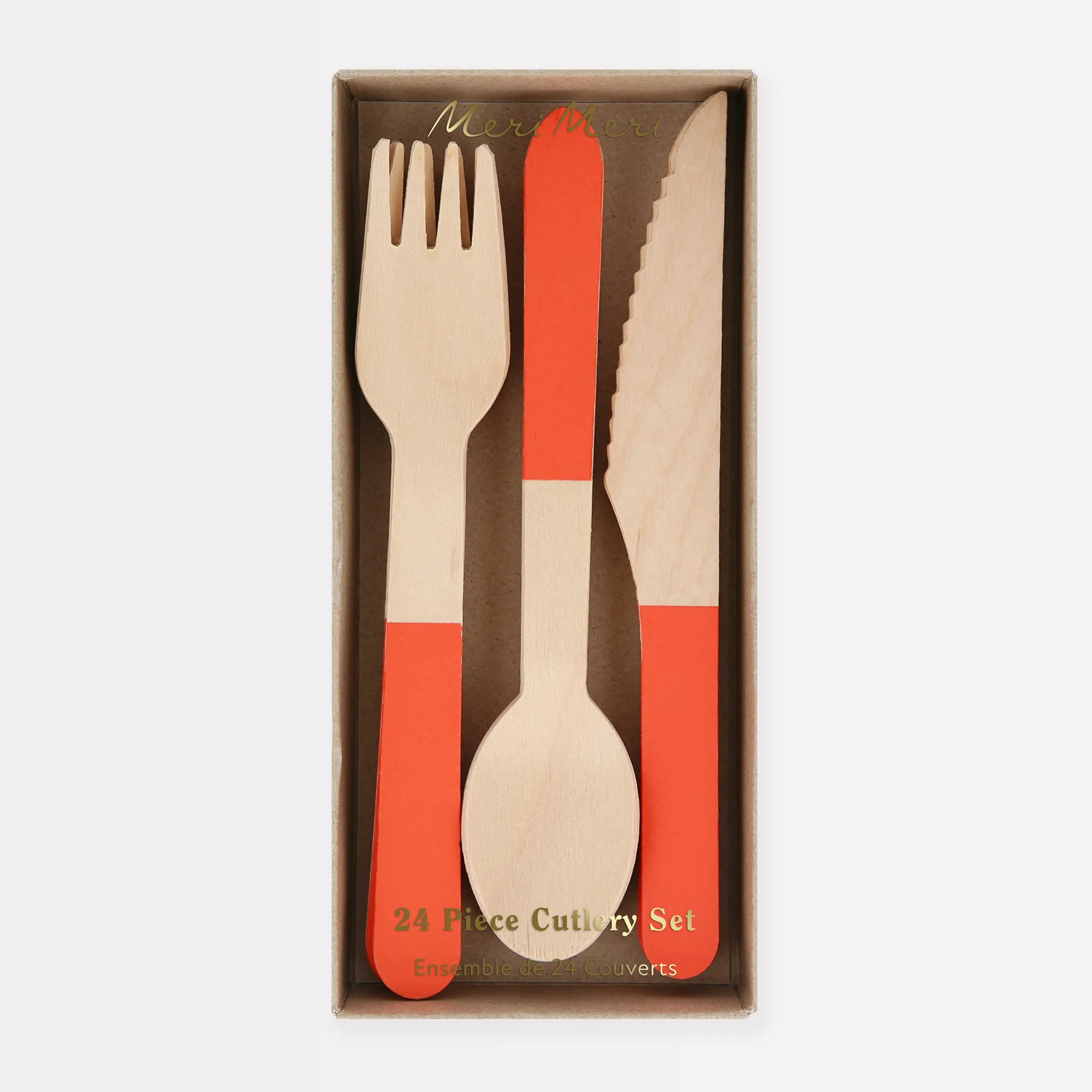 Tomato Red Wooden Cutlery Set (x 24)>Meri Meri Clearance