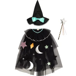 Tulle Appliqué Witch Cape, Hat & Wand><noscript><img width=